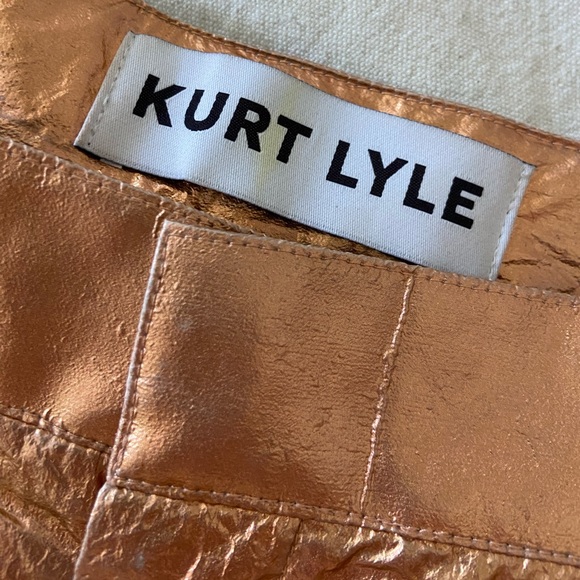 Wide leg Kurt Lyle Jonah Pant Burnt Gold metallic cropped pant - Picture 6 of 6